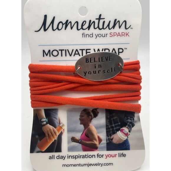 Momentum Motivation Inspirational BELIEVE IN YOURSELF Orange Wrap Bracelet New - Picture 2 of 7